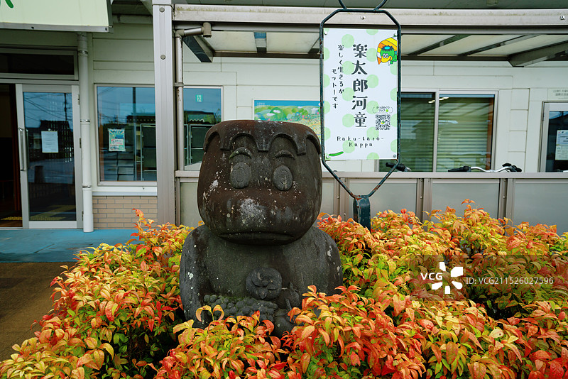 日本九州福冈县久留米市河童车站（田主丸站）旅游景区乡村美景！图片素材