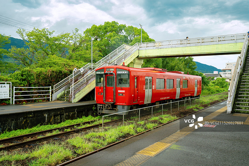 日本九州福冈县久留米市河童车站（田主丸站）旅游景区乡村美景！图片素材