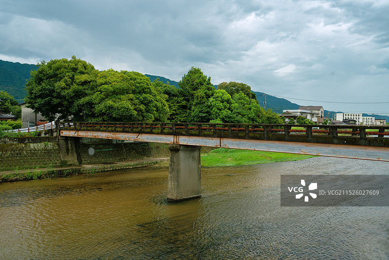 日本九州福冈县久留米市河童车站（田主丸站）旅游景区乡村美景！图片素材