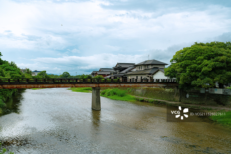 日本九州福冈县久留米市河童车站（田主丸站）旅游景区乡村美景！图片素材