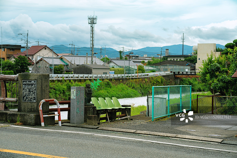 日本九州福冈县久留米市河童车站（田主丸站）旅游景区乡村美景！图片素材
