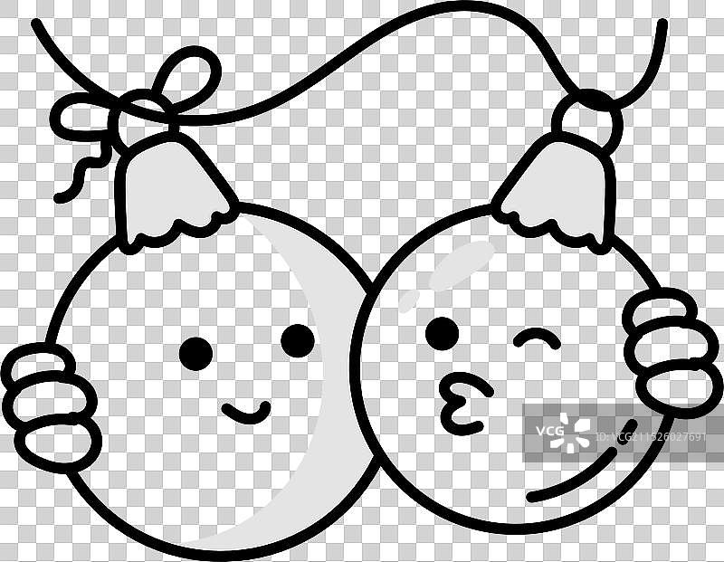 亲吻微笑豆包的涂鸦吉祥物图片素材