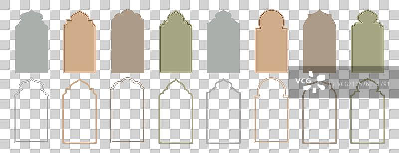 伊斯兰风格窗户和穆斯林建筑门图片素材