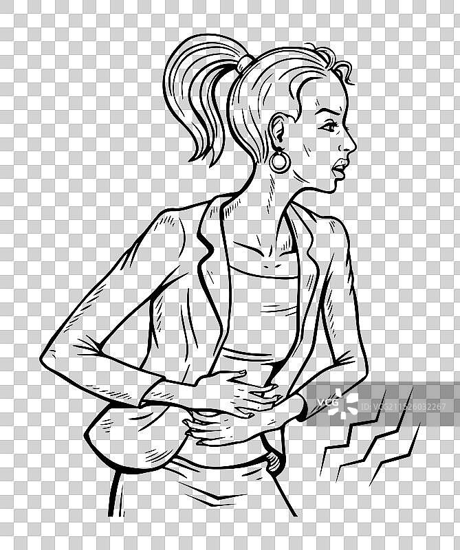 腹痛的年轻女人图片素材