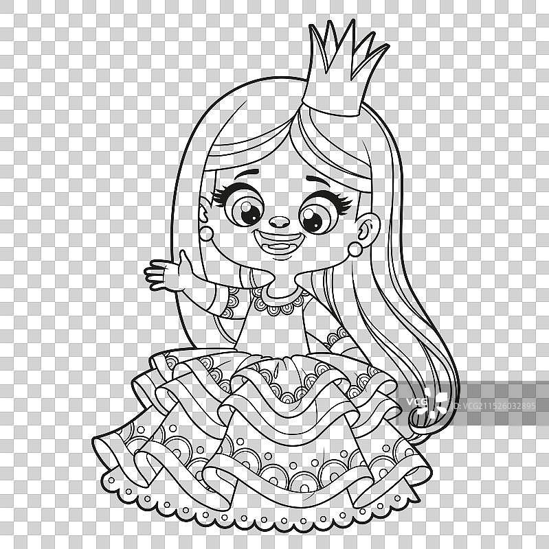 可爱的卡通长发妩媚公主女孩图片素材