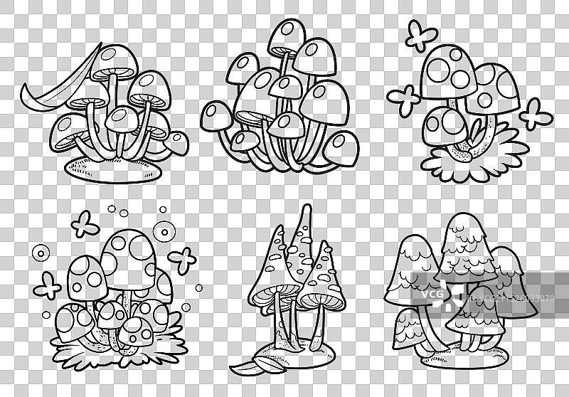 有毒蘑菇轮廓变体图片素材