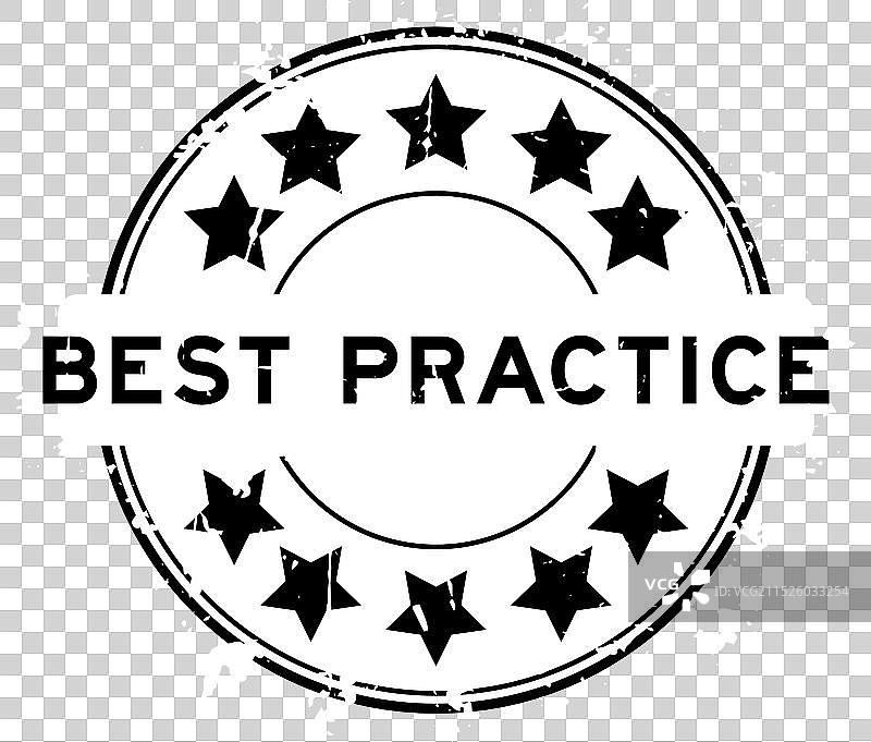 带星标图标的黑色复古风格“最佳实践”词语图片素材