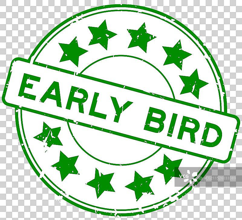 绿色环保早鸟优惠词语圆形橡胶印章图片素材