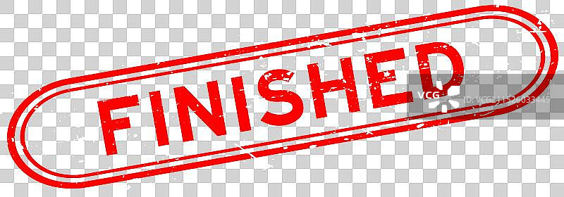 红色Grunge风格“已完成”文字橡胶印章图片素材