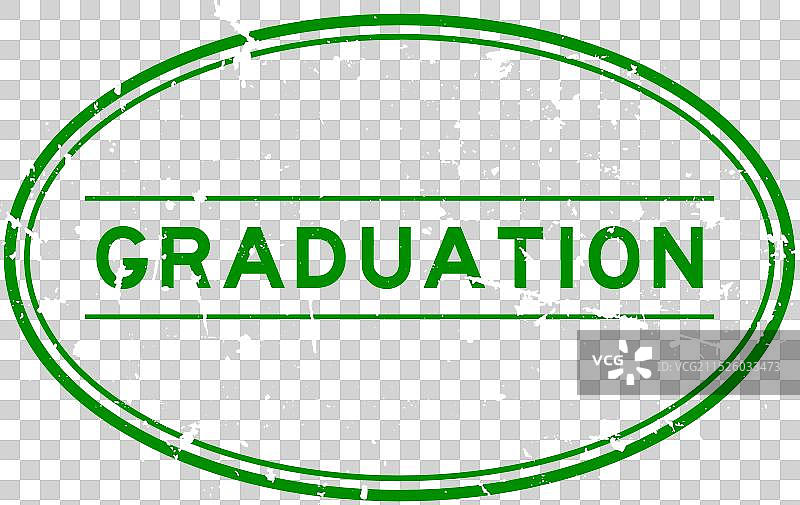 绿色Grunge风格毕业文字椭圆橡胶印章图片素材