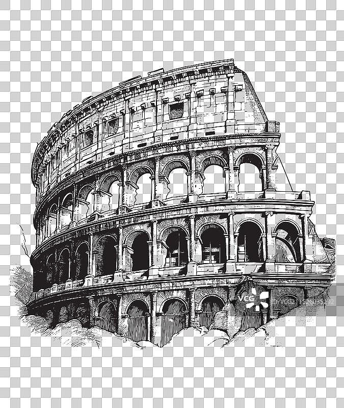 意大利罗马斗兽场复古雕刻图案图片素材