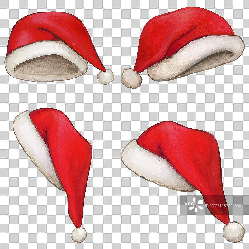 水彩手绘圣诞帽图片素材
