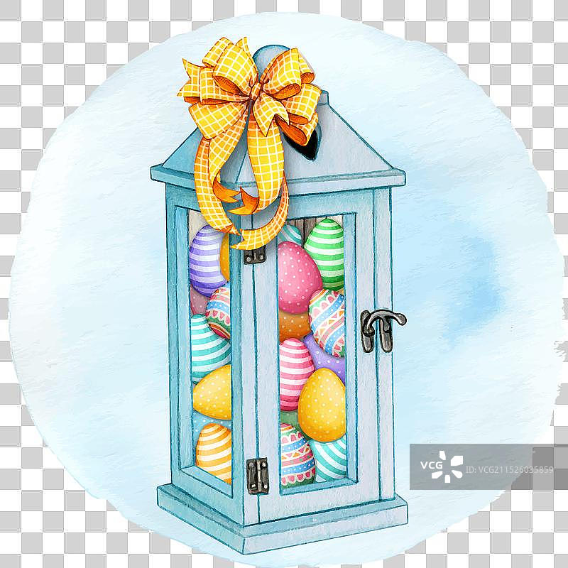 手绘水彩彩色灯笼图片素材