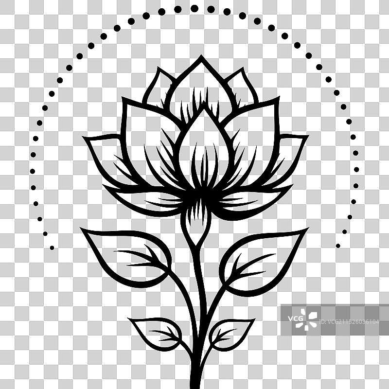 莲花纹身风格轮廓图片素材