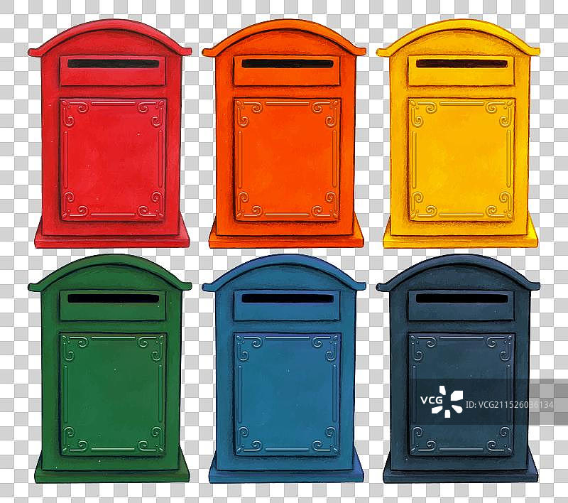 水彩手绘复古邮箱图片素材