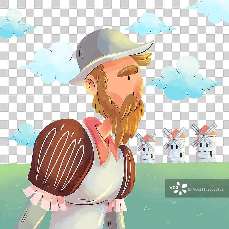 水彩画唐吉诃德图片素材