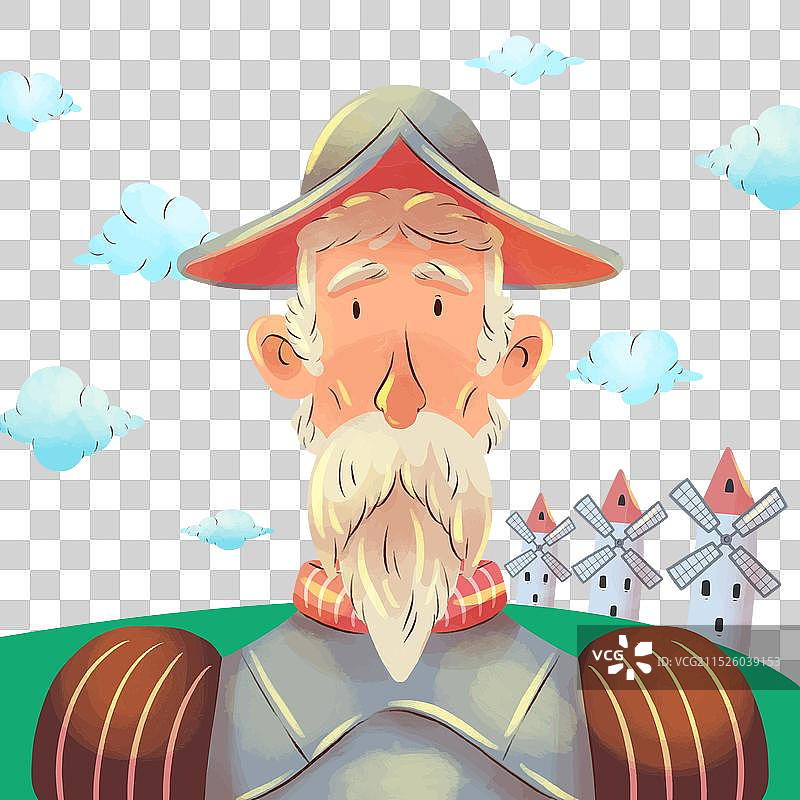 水彩画唐吉诃德图片素材