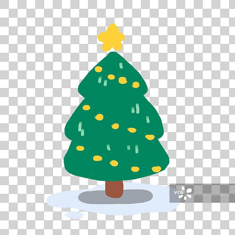 手绘扁平圣诞节圣诞树松树图片素材