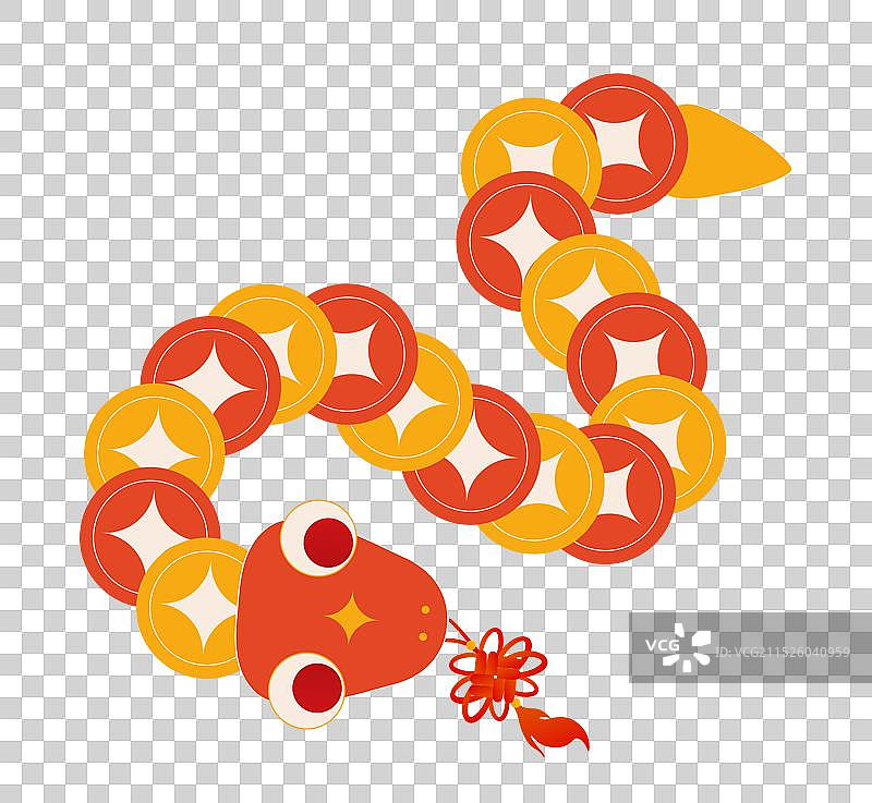 蛇年生肖金币小蛇插画图片素材