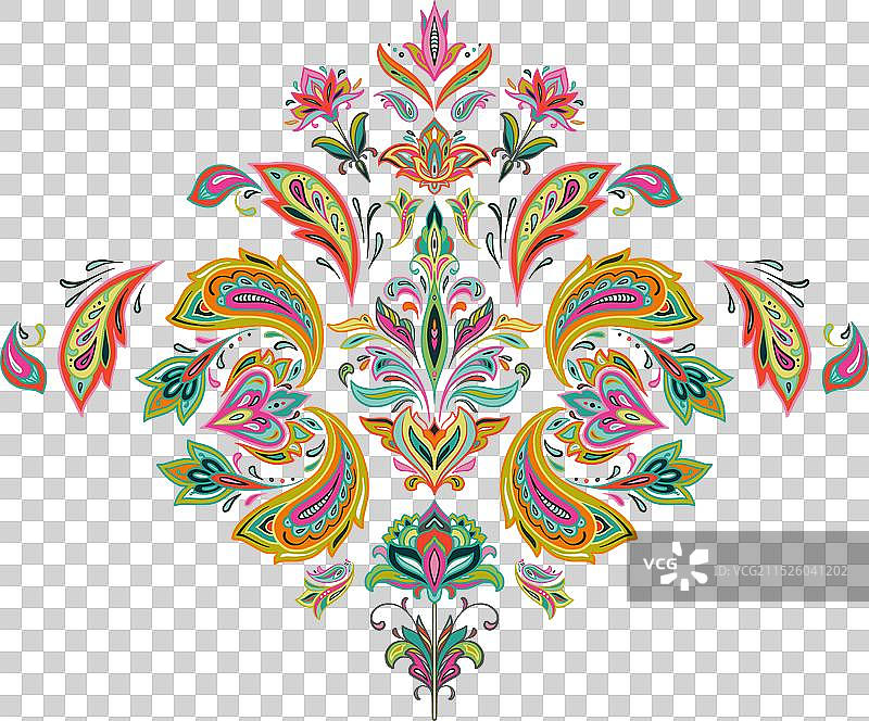 绿色背景上的东方图案图片素材