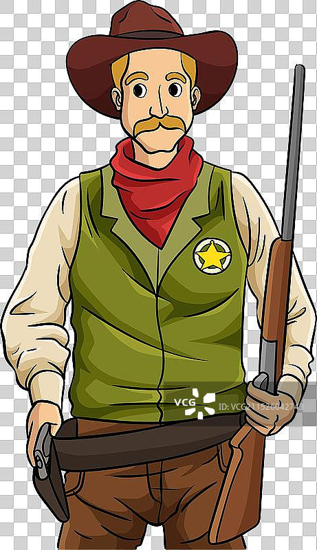 牛仔警长卡通彩色剪贴画图片素材