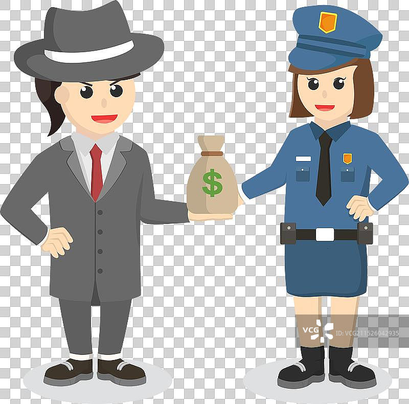 女犯罪头目贿赂警察图片素材