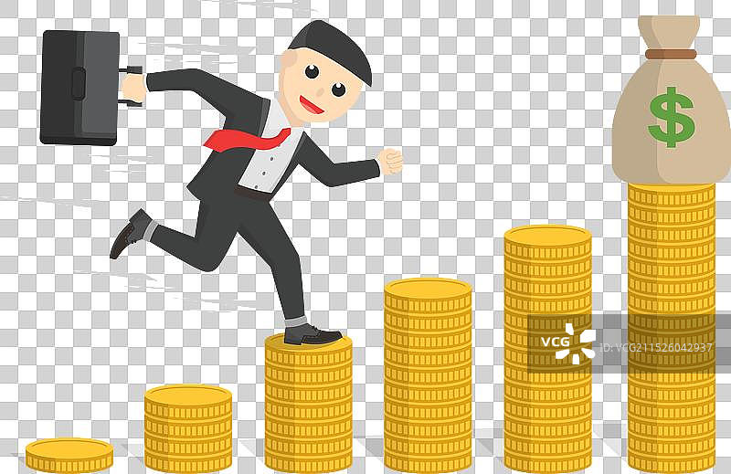 走在金钱阶梯上的商人图片素材