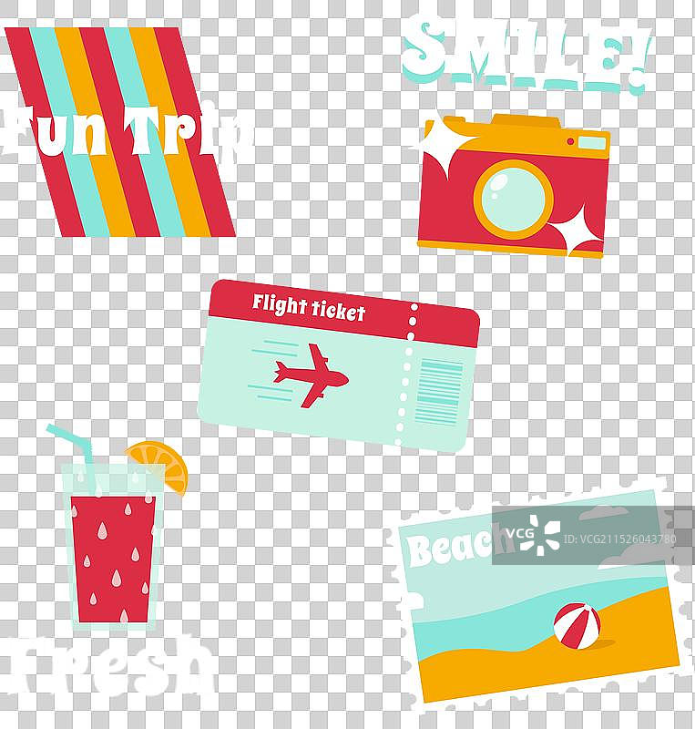 70年代风格度假贴纸合集图片素材