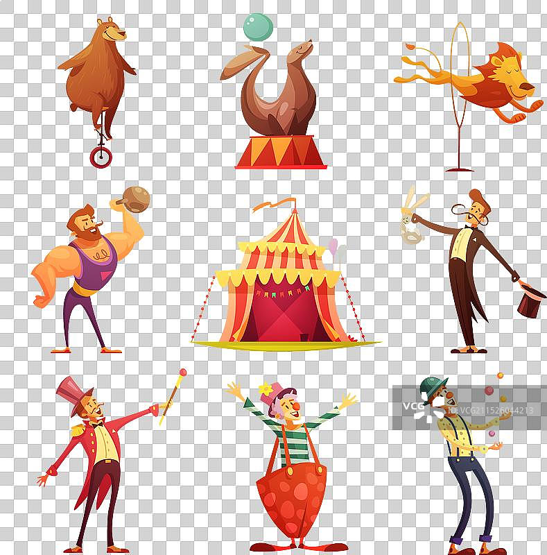 马戏团复古图标卡通合集图片素材