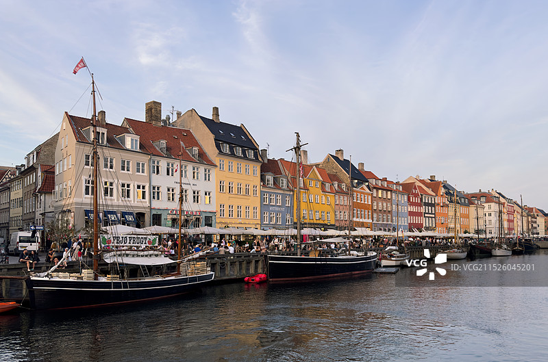 新港的五彩日落——丹麦哥本哈根的北欧风情图片素材