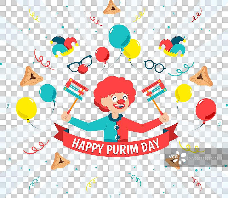 扁平风格普林节小丑设计图片素材