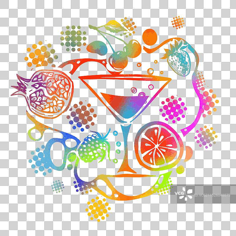 手绘彩色新鲜水果饮品（非AI生成）图片素材