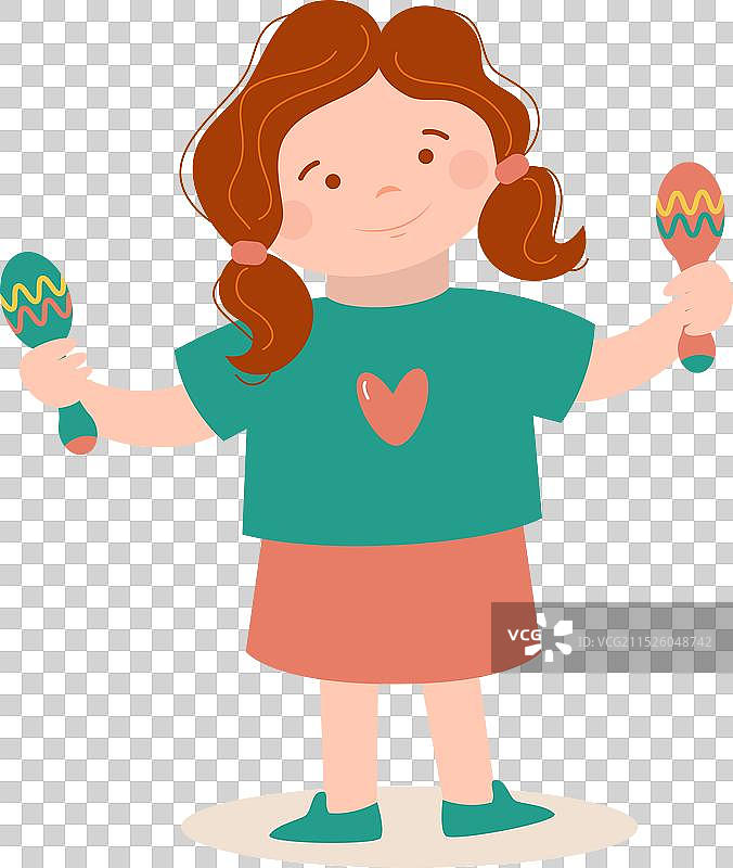 玩玩具沙槌音乐的女孩图片素材