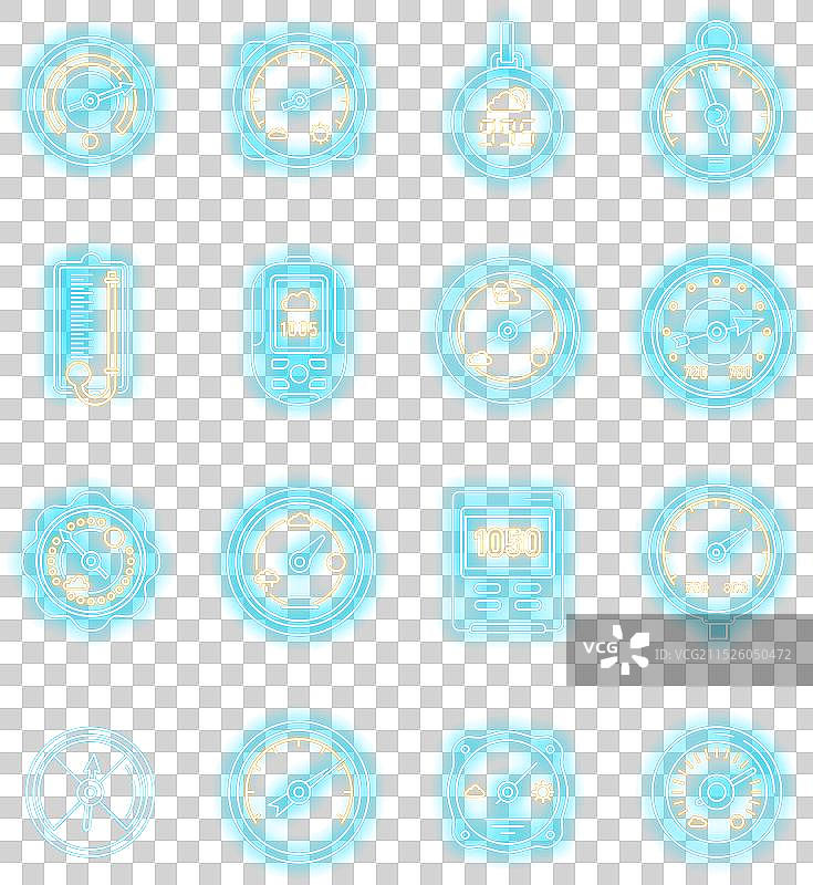 气压计控制图标霓虹灯套装图片素材