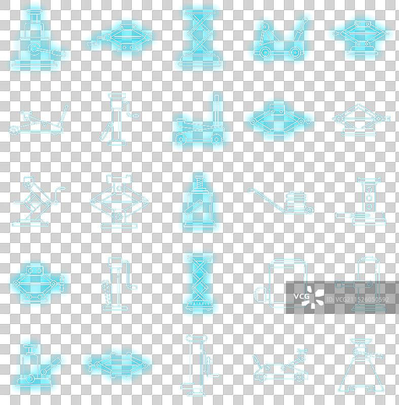 现代千斤顶图标霓虹灯套装图片素材