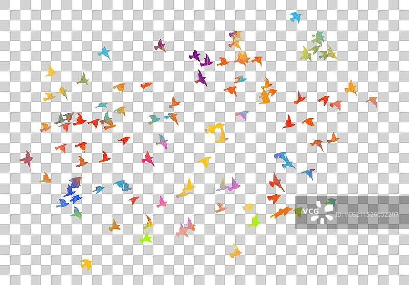 手绘彩色鸟群（非AI生成）图片素材