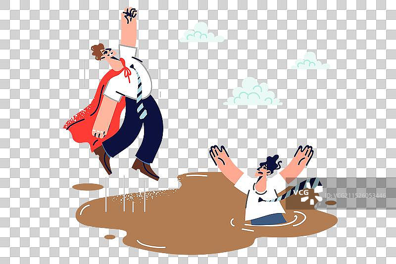 身穿外套独立救援的商务男士图片素材