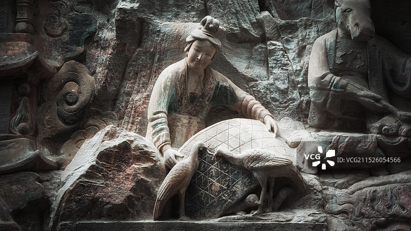 重庆大足石刻养鸡女图片素材