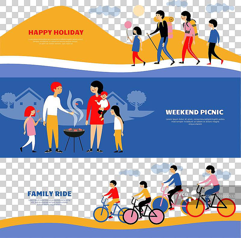 家庭假日野餐banner套装图片素材
