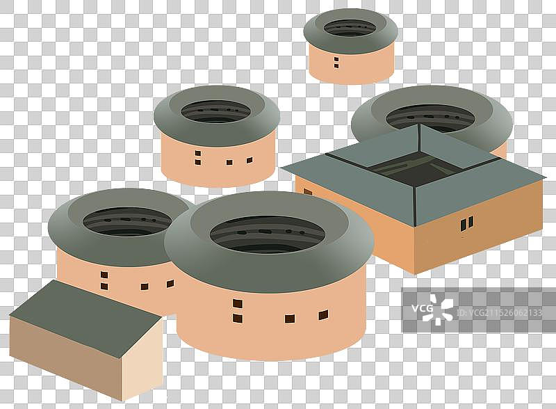 福建古民居古宅古代老房子老建筑历史文化古迹土楼风景景色景点景区卡通资讯插画图片素材
