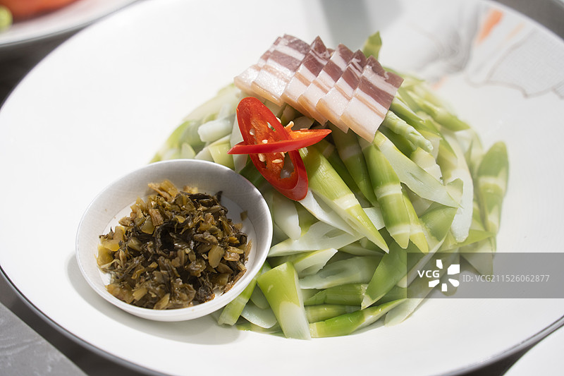 咸肉炒笋图片素材