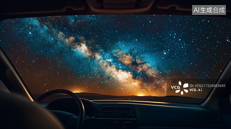 【AI数字艺术】夜晚窗外的银河图片素材