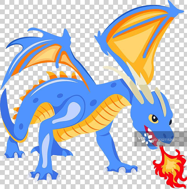 火焰龙喷火扁平风格素材图片素材