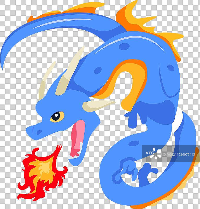 愤怒的龙扁平风格RGBA图片素材