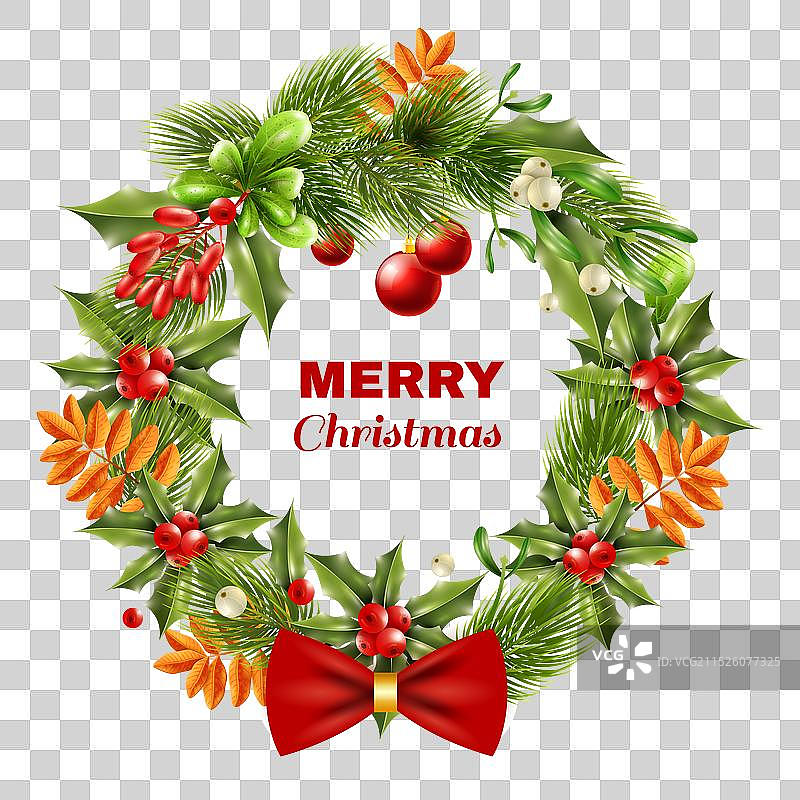 圣诞浆果树枝花环图片素材