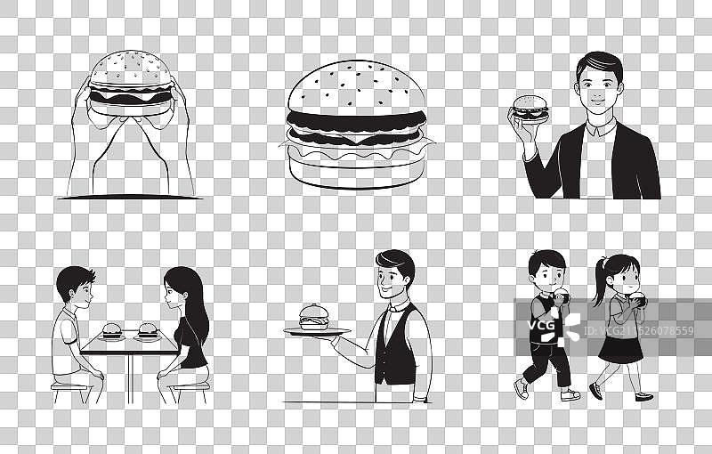 汉堡线条艺术全套图片素材