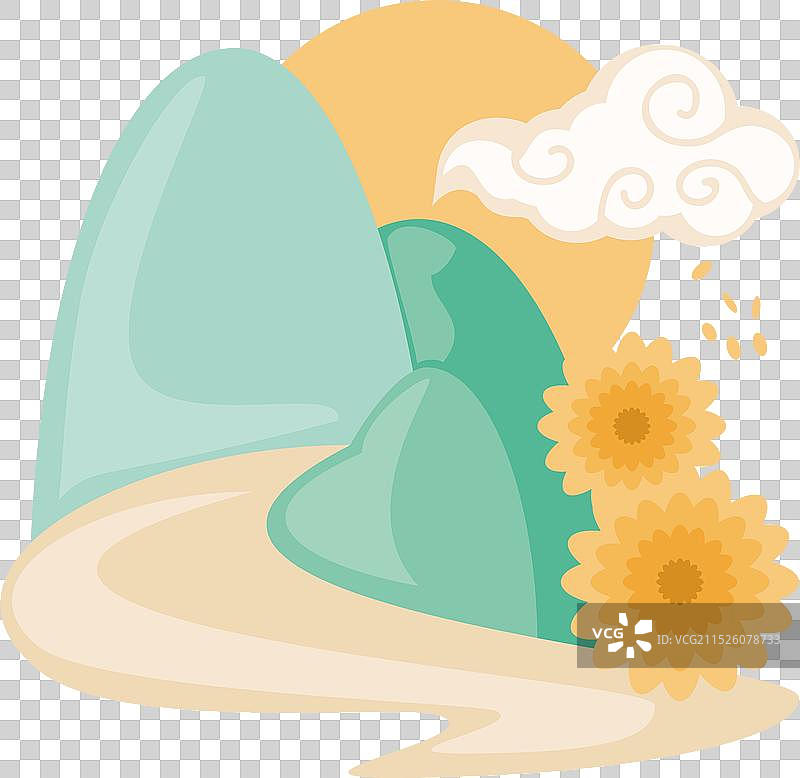 山间小路与鲜花图片素材