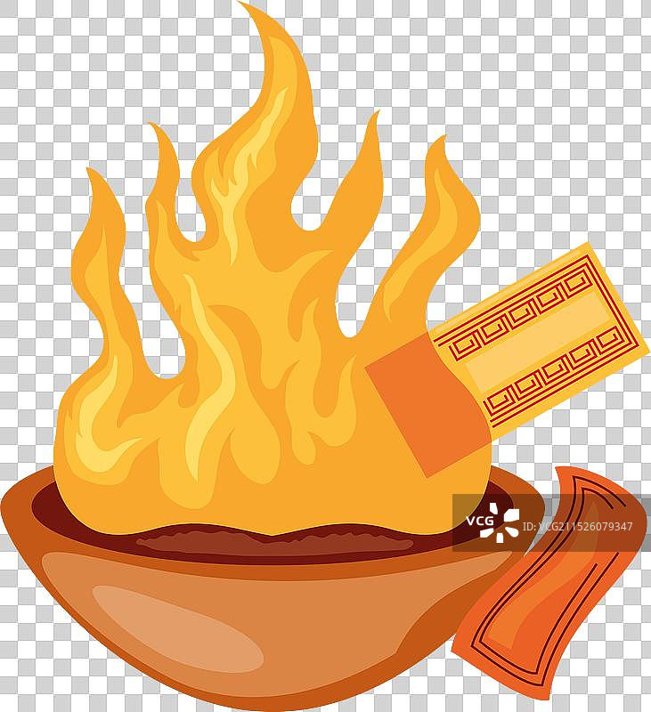 装有火焰和纸的碗图片素材