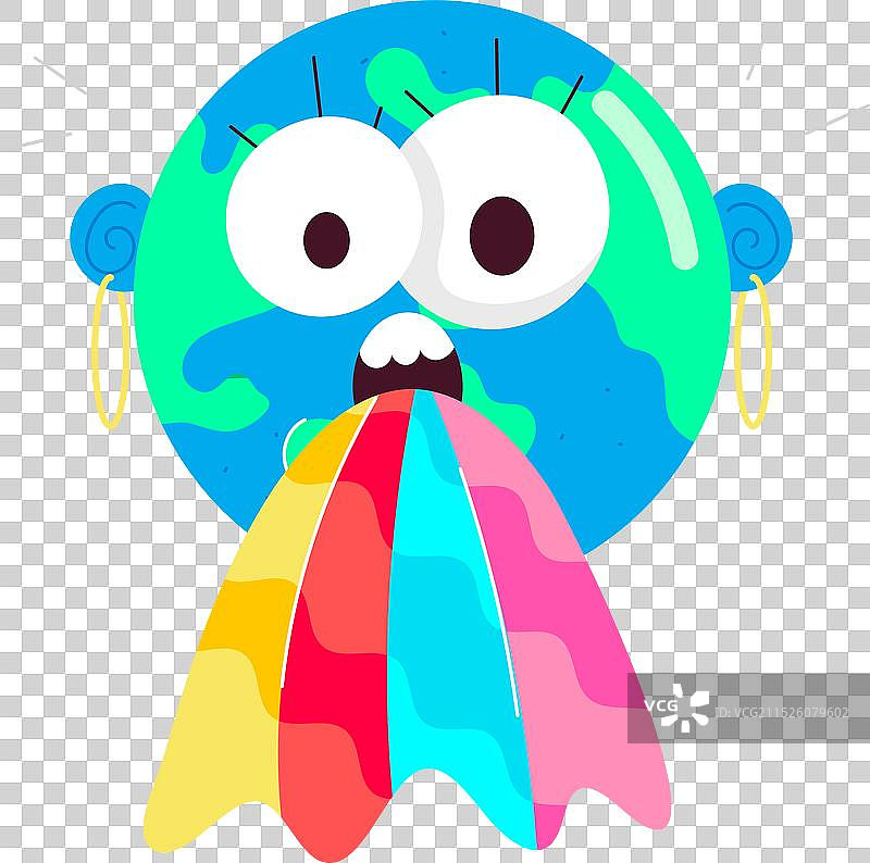 基本RGB彩虹地球卡通风格贴纸图片素材