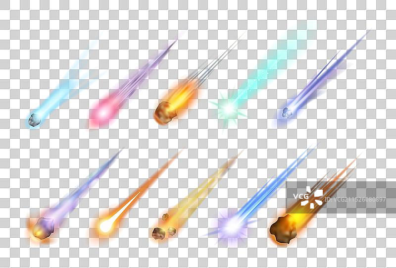 逼真的火焰流星或彗星轨迹图片素材